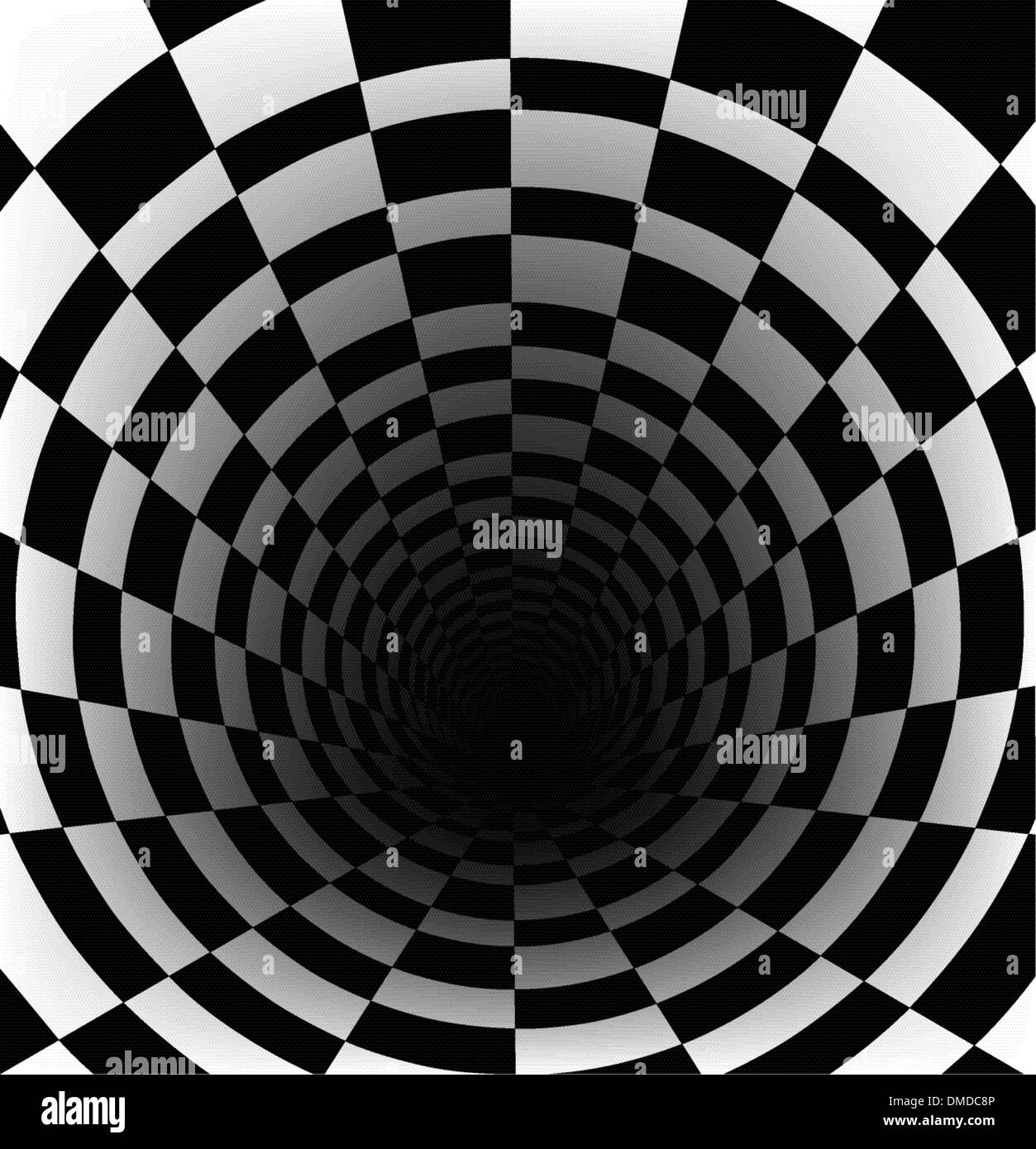 Schachbrettmuster-Hintergrund mit Perspektive-Effekt Stock Vektor