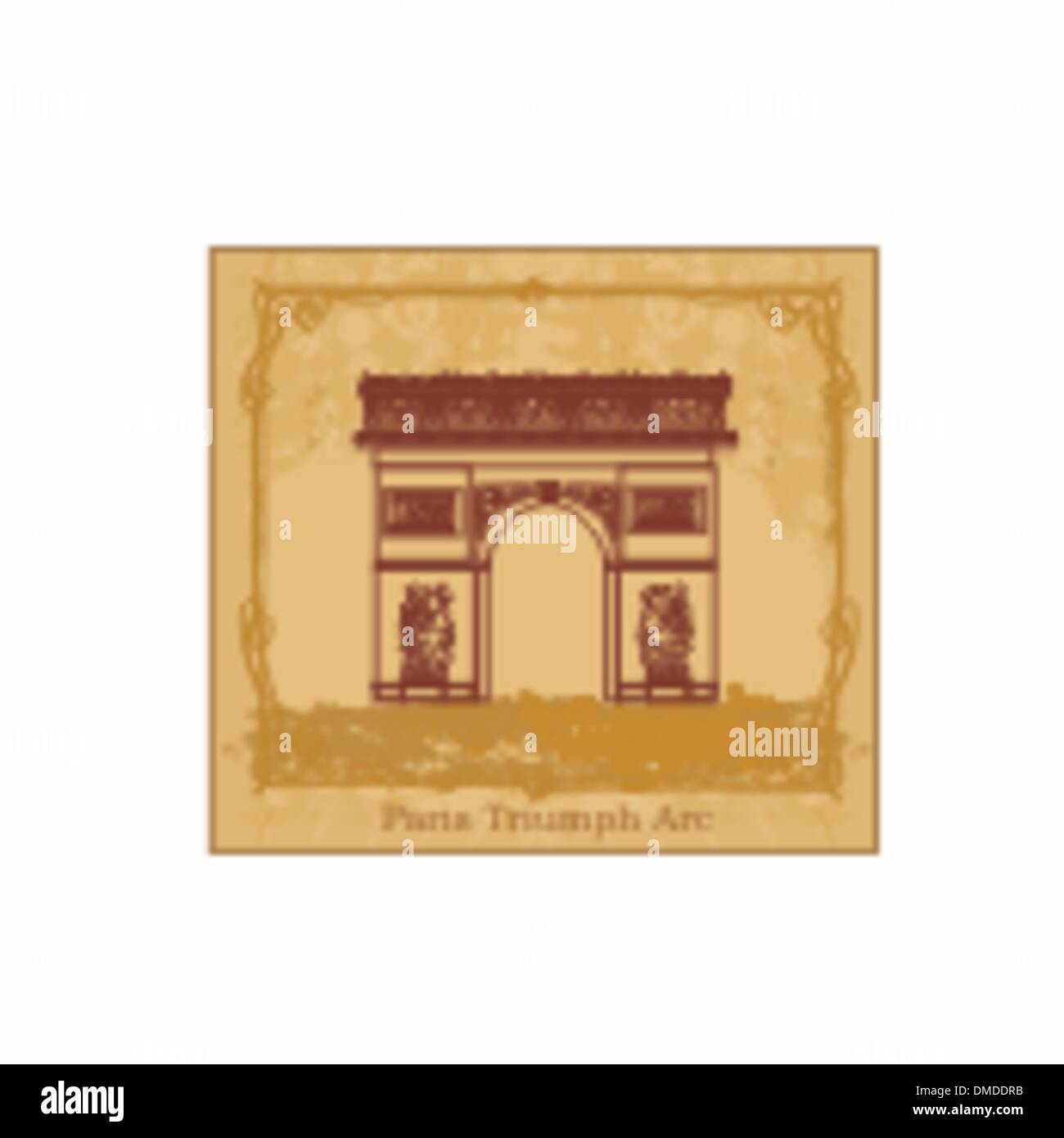 Handgezeichnete Vektor-Illustration von Paris Triumph Bogen - Grunge Ba Stock Vektor