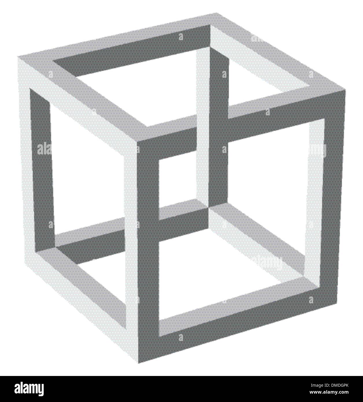 Unmöglich Cube, abstraktes Objekt, symbol Stock Vektor