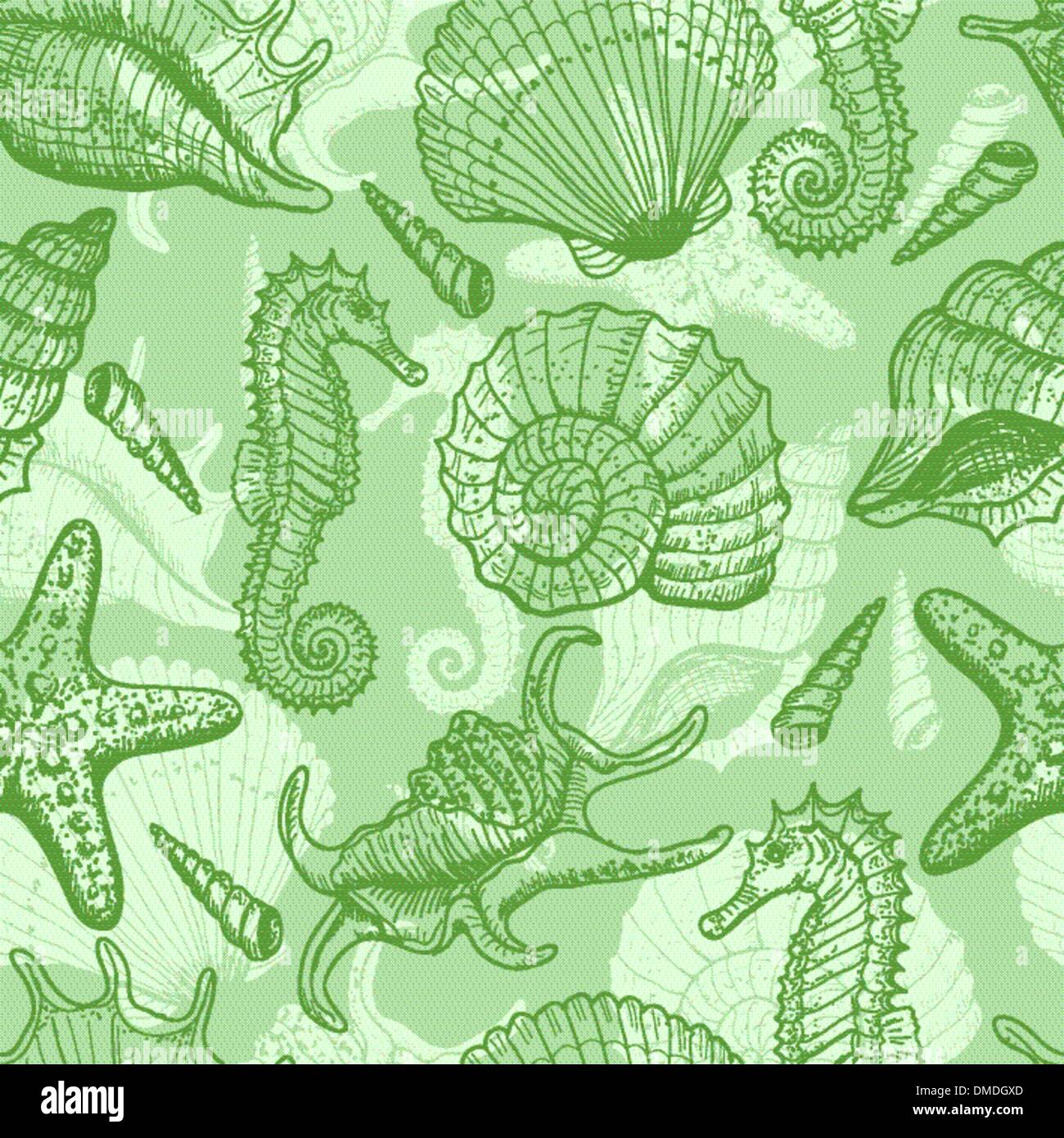 Meer Hand gezeichnete nahtlose Muster Stock Vektor