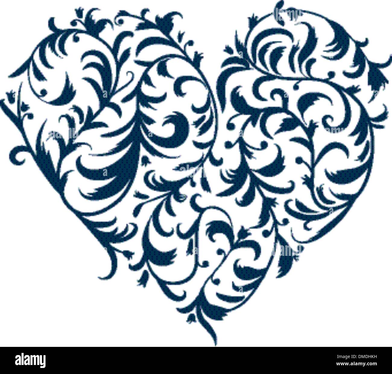 Floral Ornament Herzform für Ihr design Stock Vektor