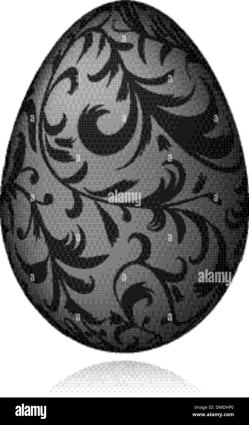 Easter Egg schwarz mit floraler Zierde für Ihr design Stock Vektor
