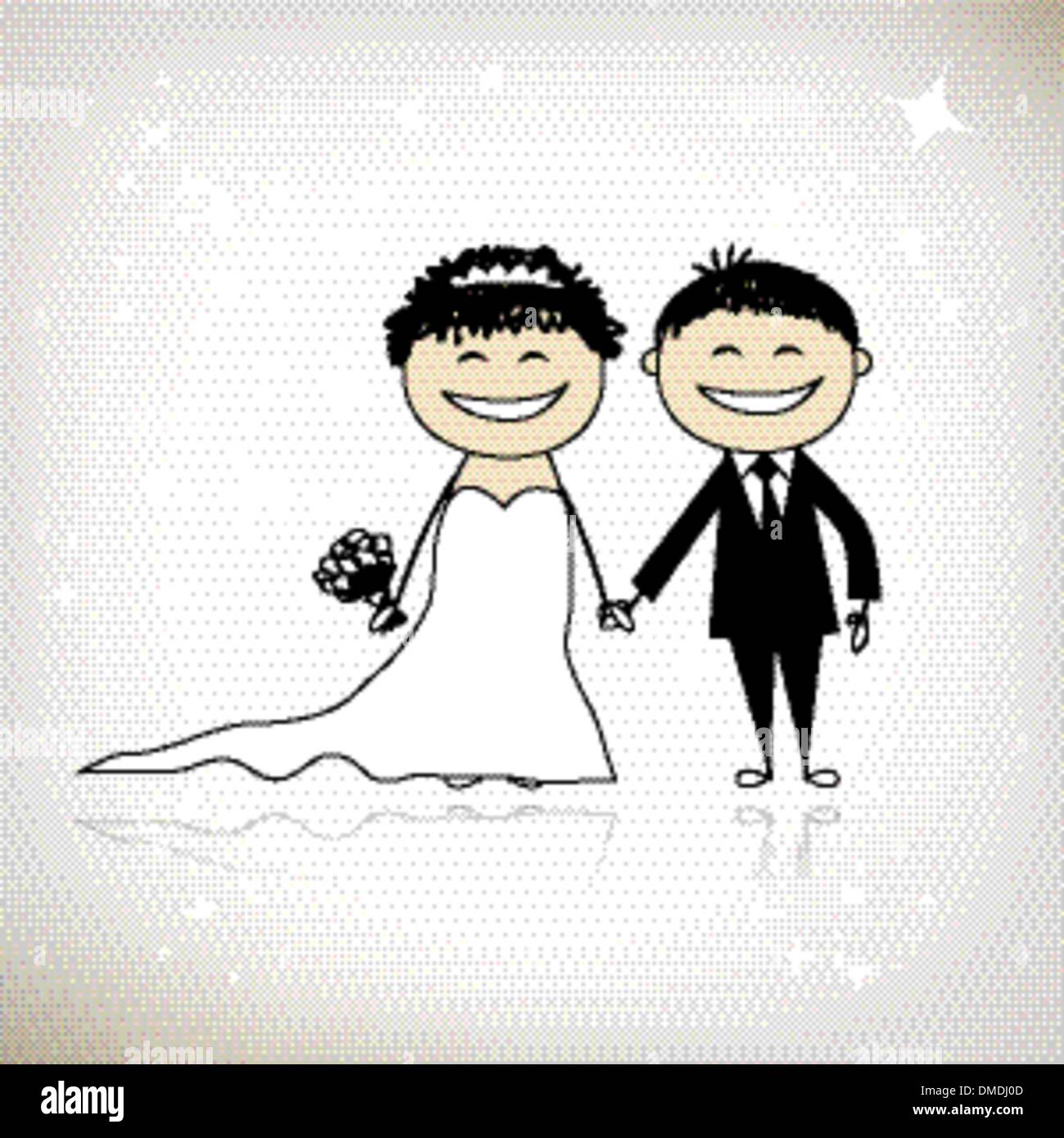 Hochzeit - Braut und Bräutigam gemeinsam für Ihr design Stock Vektor