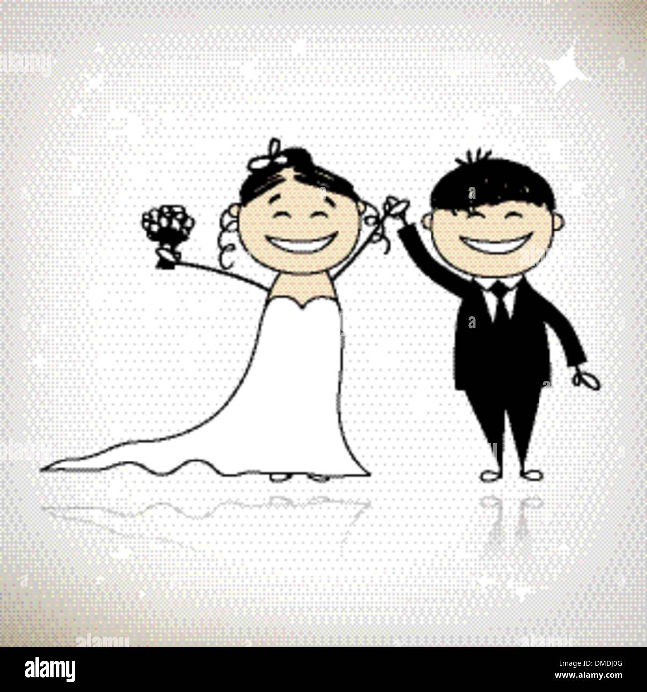 Hochzeit - Braut und Bräutigam gemeinsam für Ihr design Stock Vektor