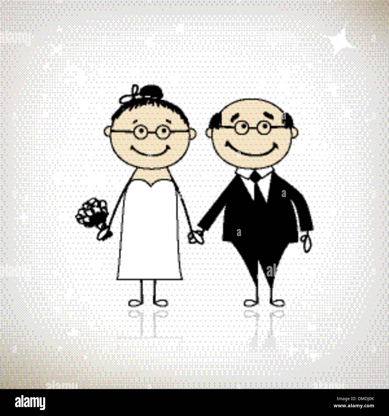 Hochzeit - Braut und Bräutigam gemeinsam für Ihr design Stock Vektor