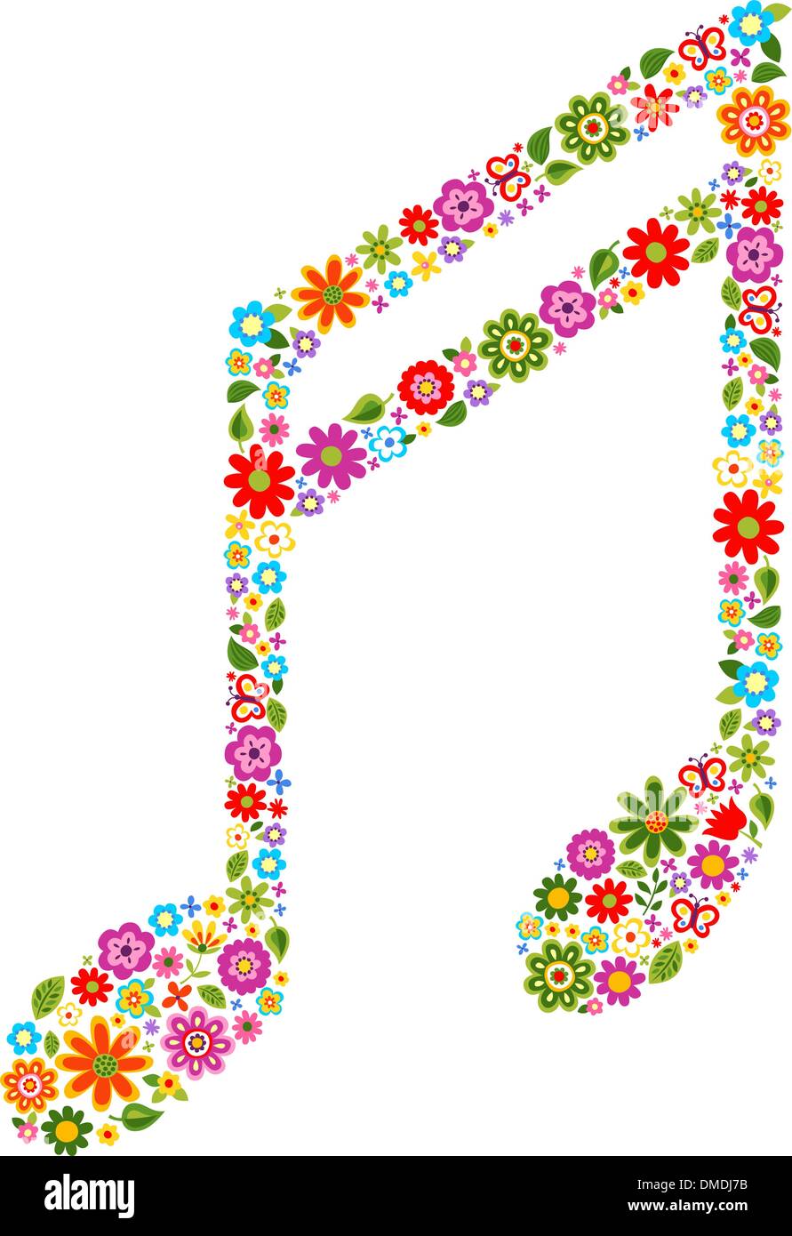 Musiknote mit Blumen-Muster Stock Vektor