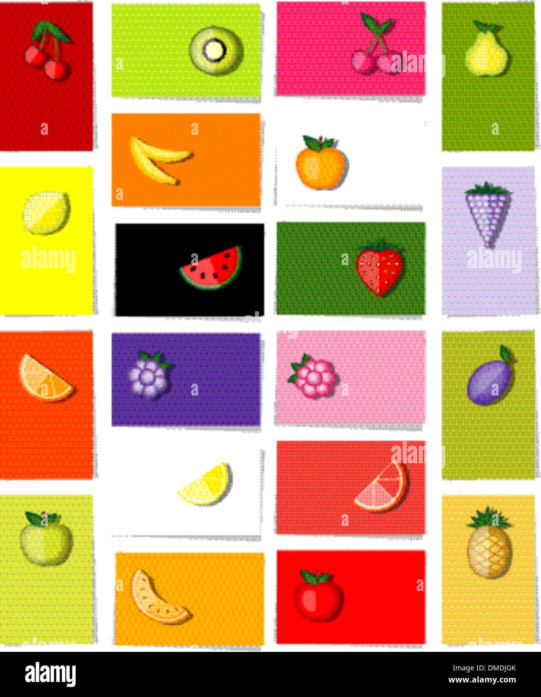 Eingestellt von Früchten, 20 Karten für Ihr Design mit für Ihren Text platzieren Stock Vektor