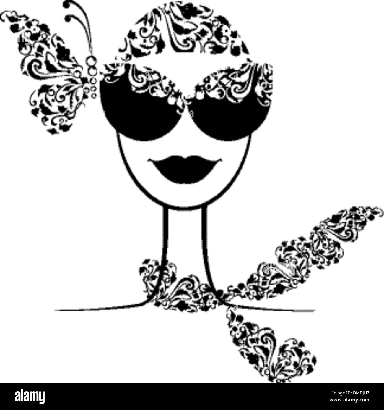 Weibliche Mode silhouette mit Sonnenbrille Ihr design Stock Vektor