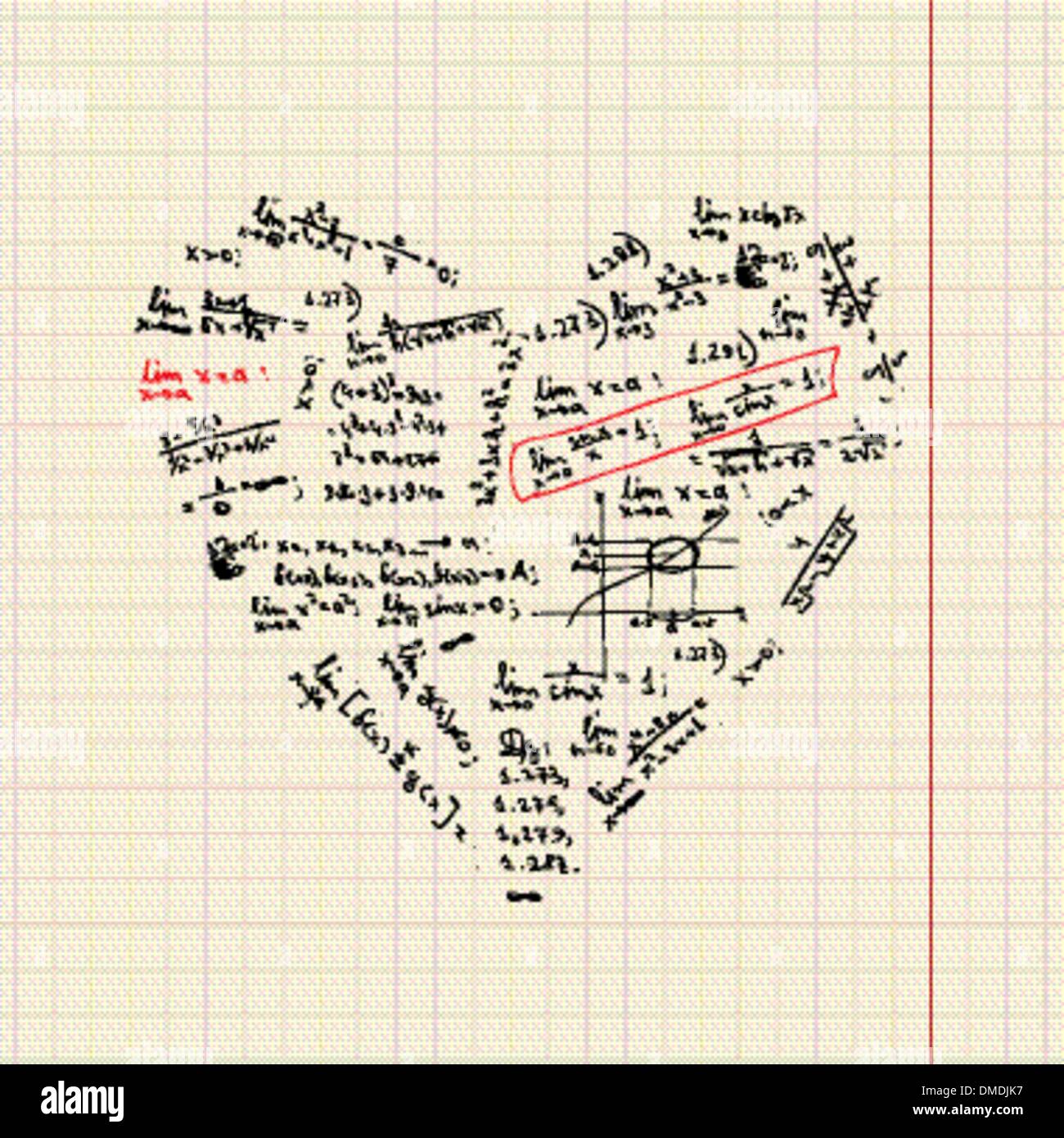 Herzform mit mathematischen Formeln für Ihr design Stock Vektor