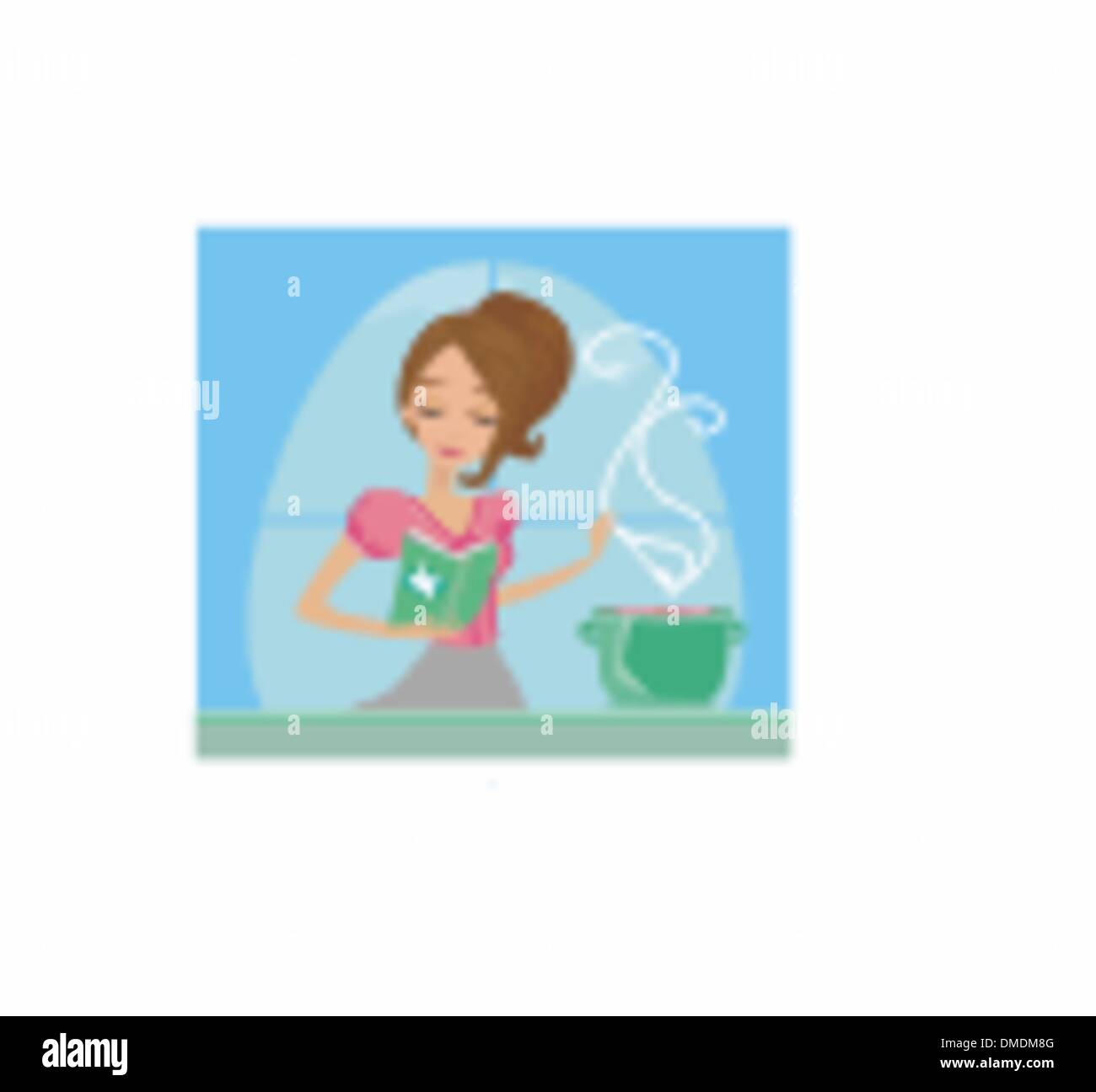 Schöne Dame Suppe kochen Stock Vektor