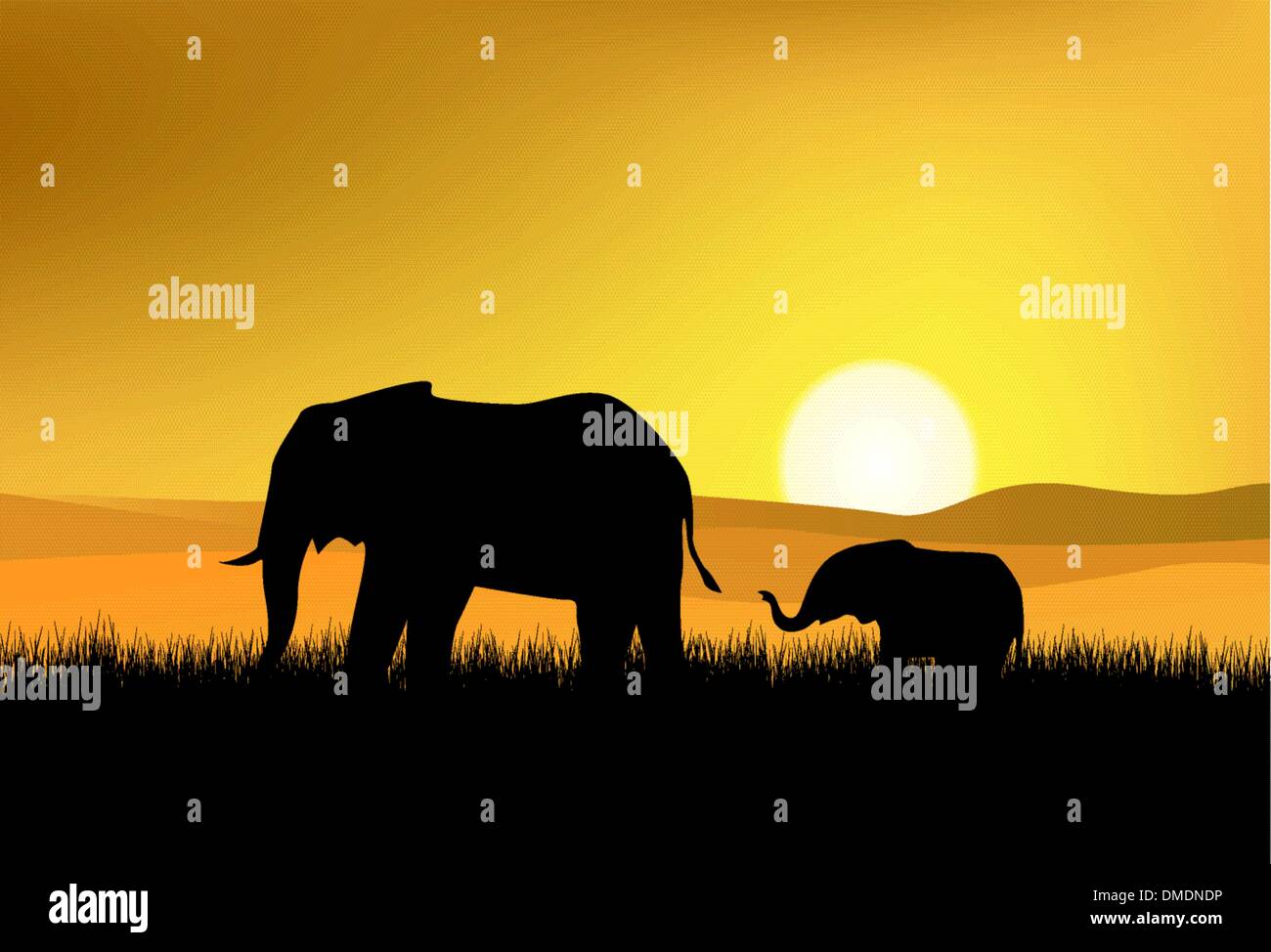 Elefanten in freier Wildbahn Stock Vektor