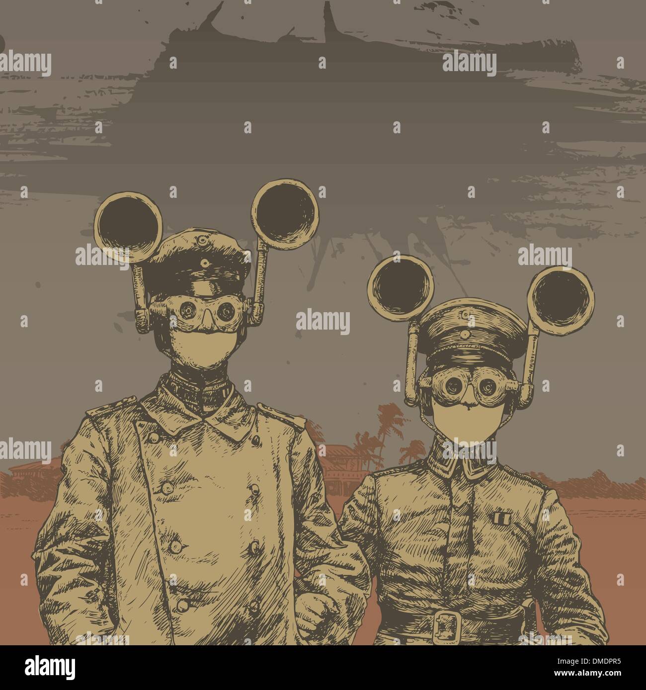 Zwei Grenze wachen und tropische Küste Stock Vektor