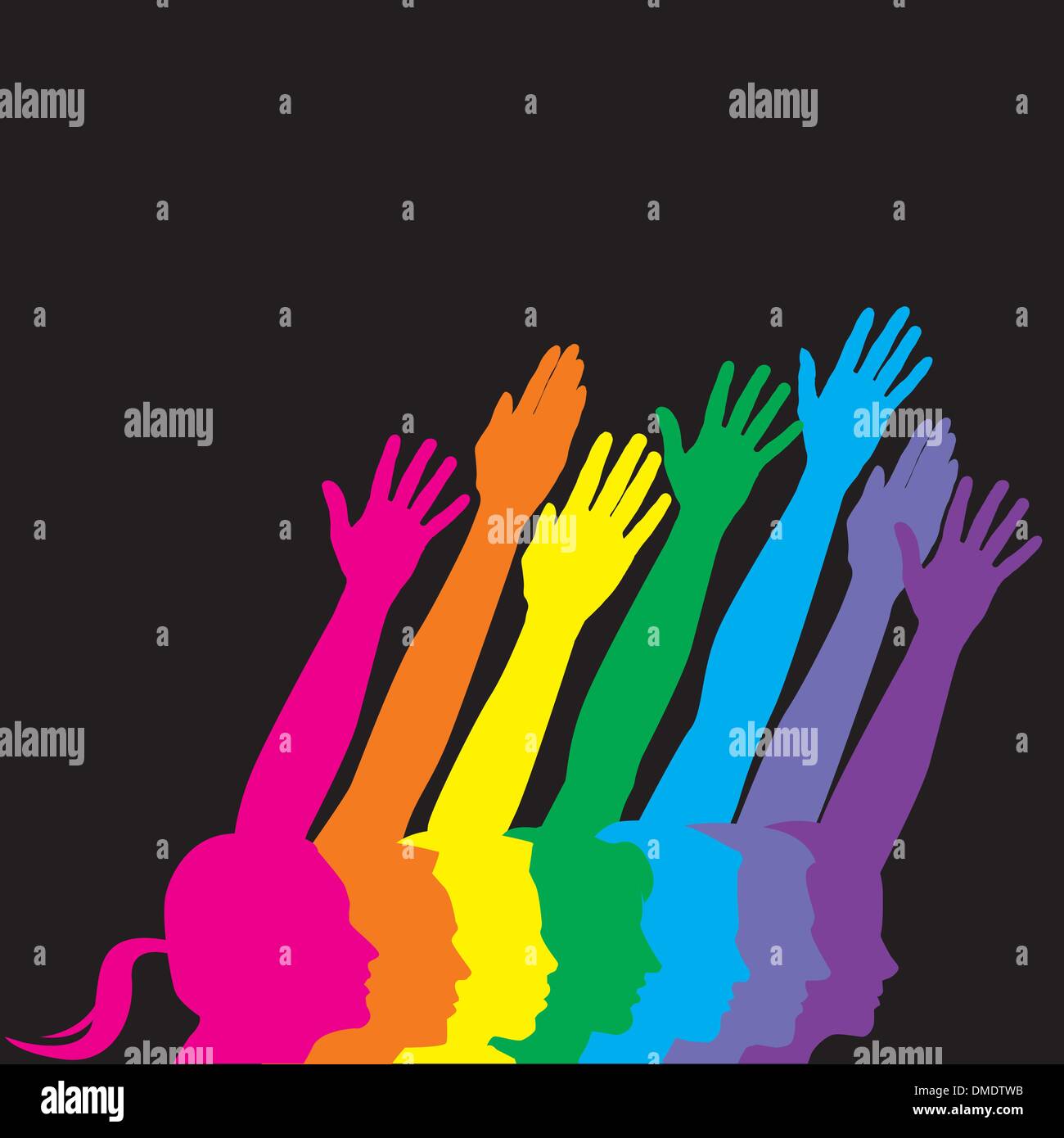 Männer, Männer und Frauen im Profil Stock Vektor