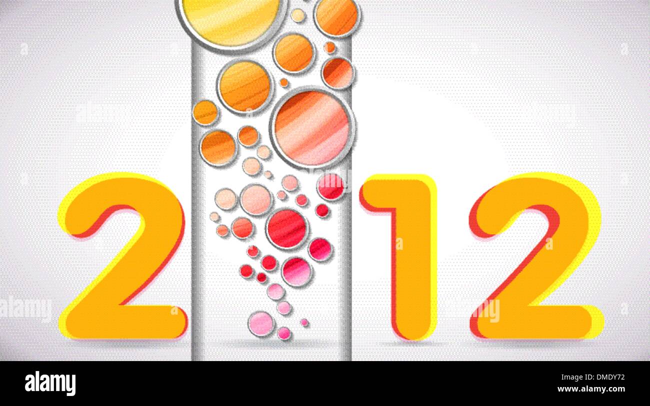 Glückliches Neujahr 2012 mit bunten Bubbles Stock Vektor