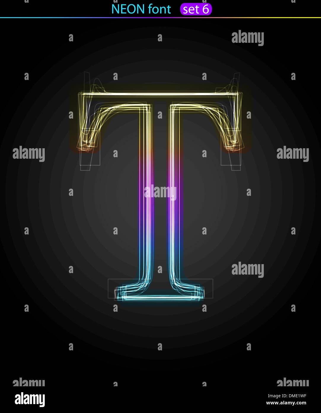 Neon-Buchstaben T Stock Vektor