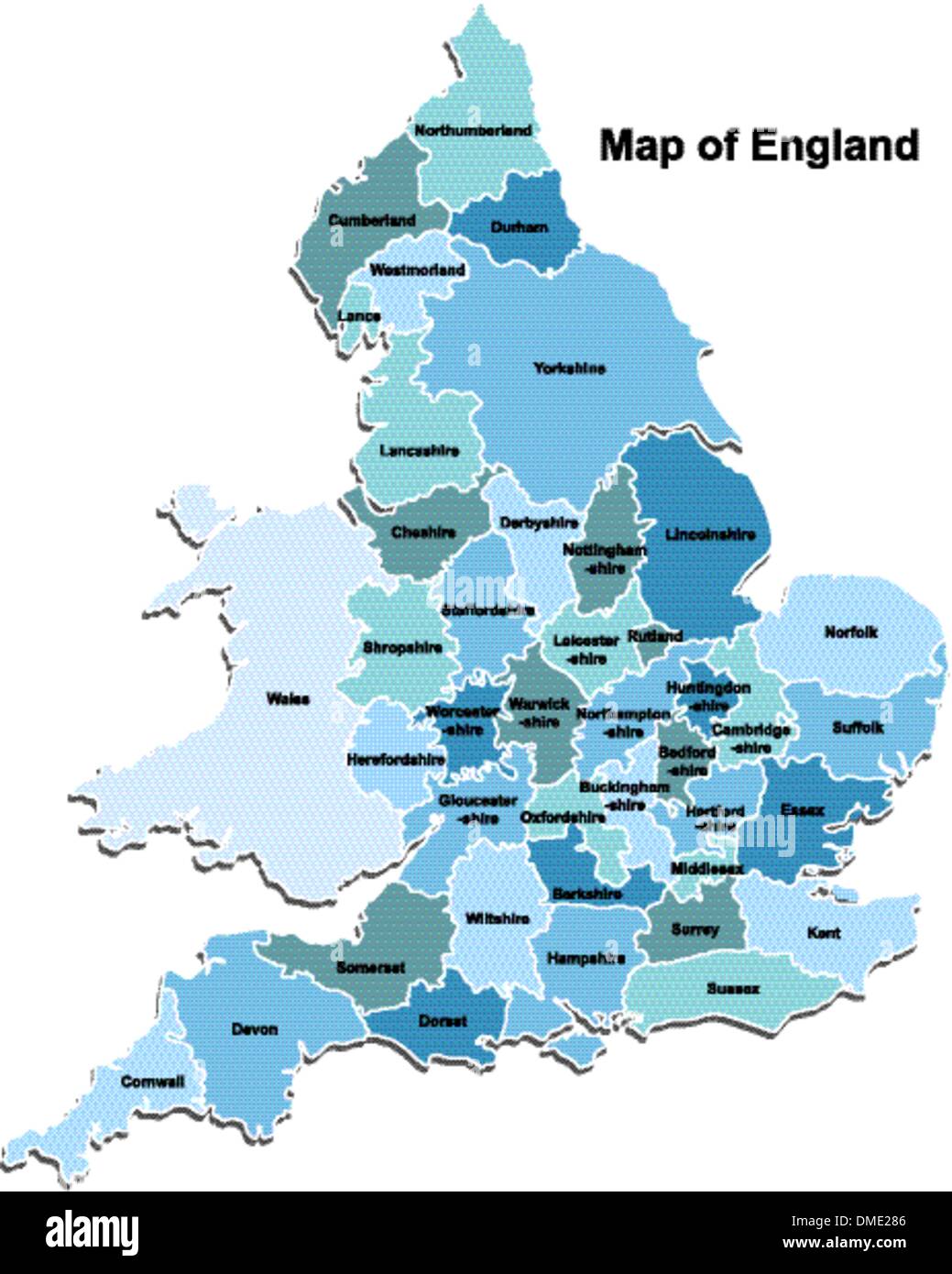 Landkarte von England Stock Vektor