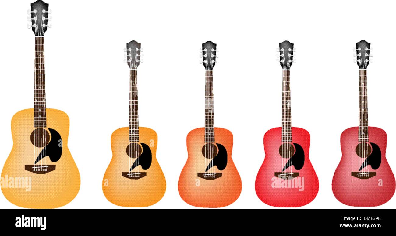 Schöne rote und Orange Farben von akustischen Gitarren Stock-Vektorgrafik -  Alamy