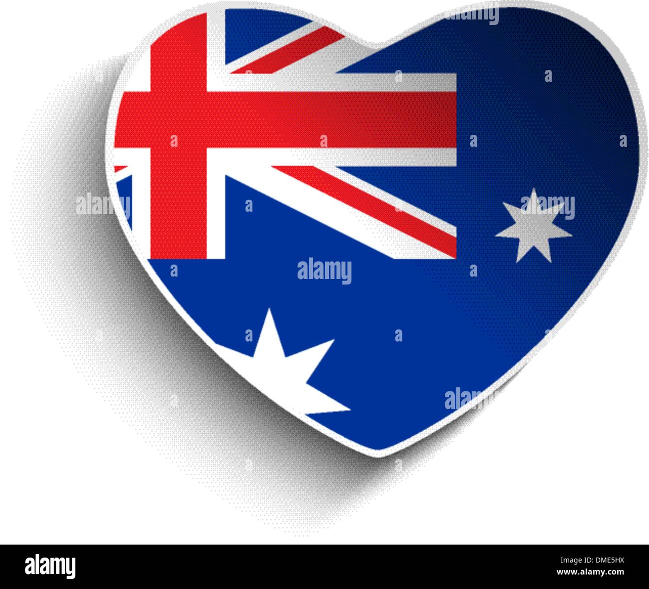 Australien Flagge Herz Papier Sticker Stock Vektor