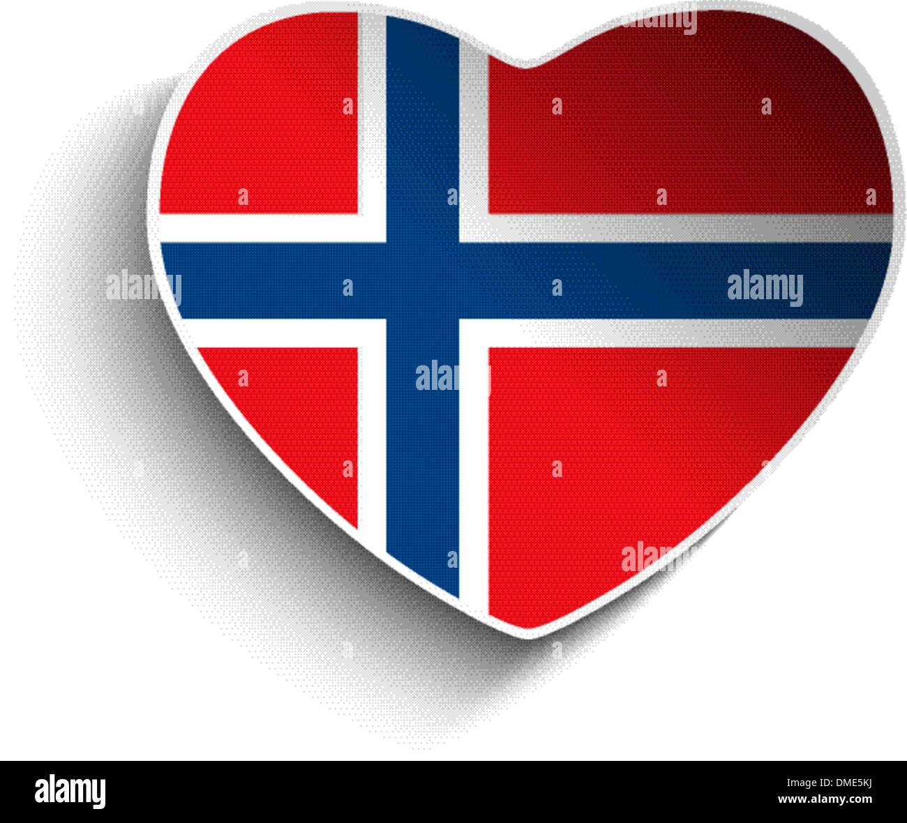 Norwegen Flagge Herz Papier Sticker Stock Vektor