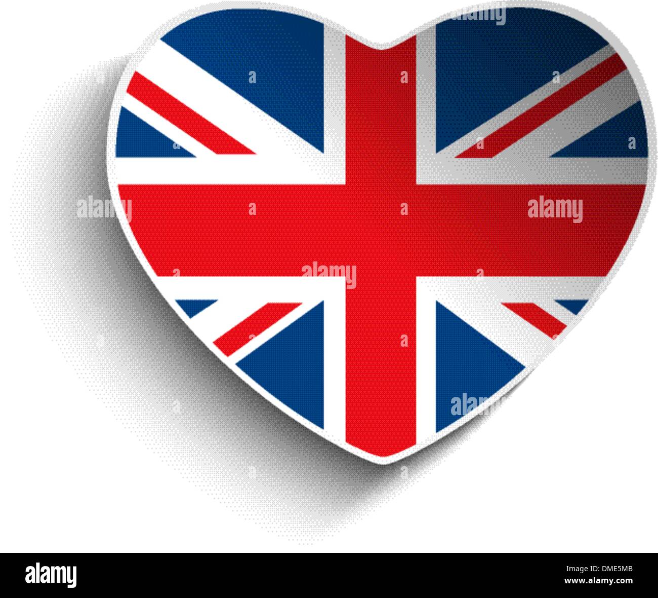 Vektor - Herz britische Flagge Papier Sticker Stock Vektor