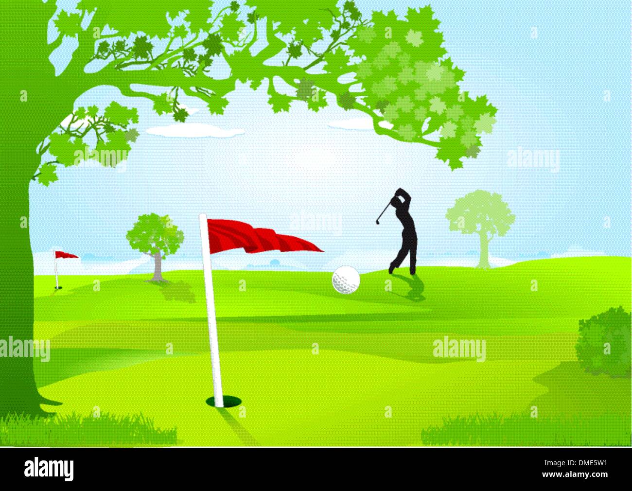 Golfer auf dem Platz Stock Vektor
