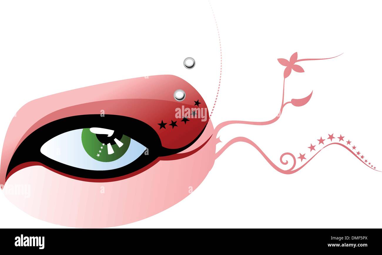 Vektor grüne Auge und gepiercte Augenbraue Stock Vektor