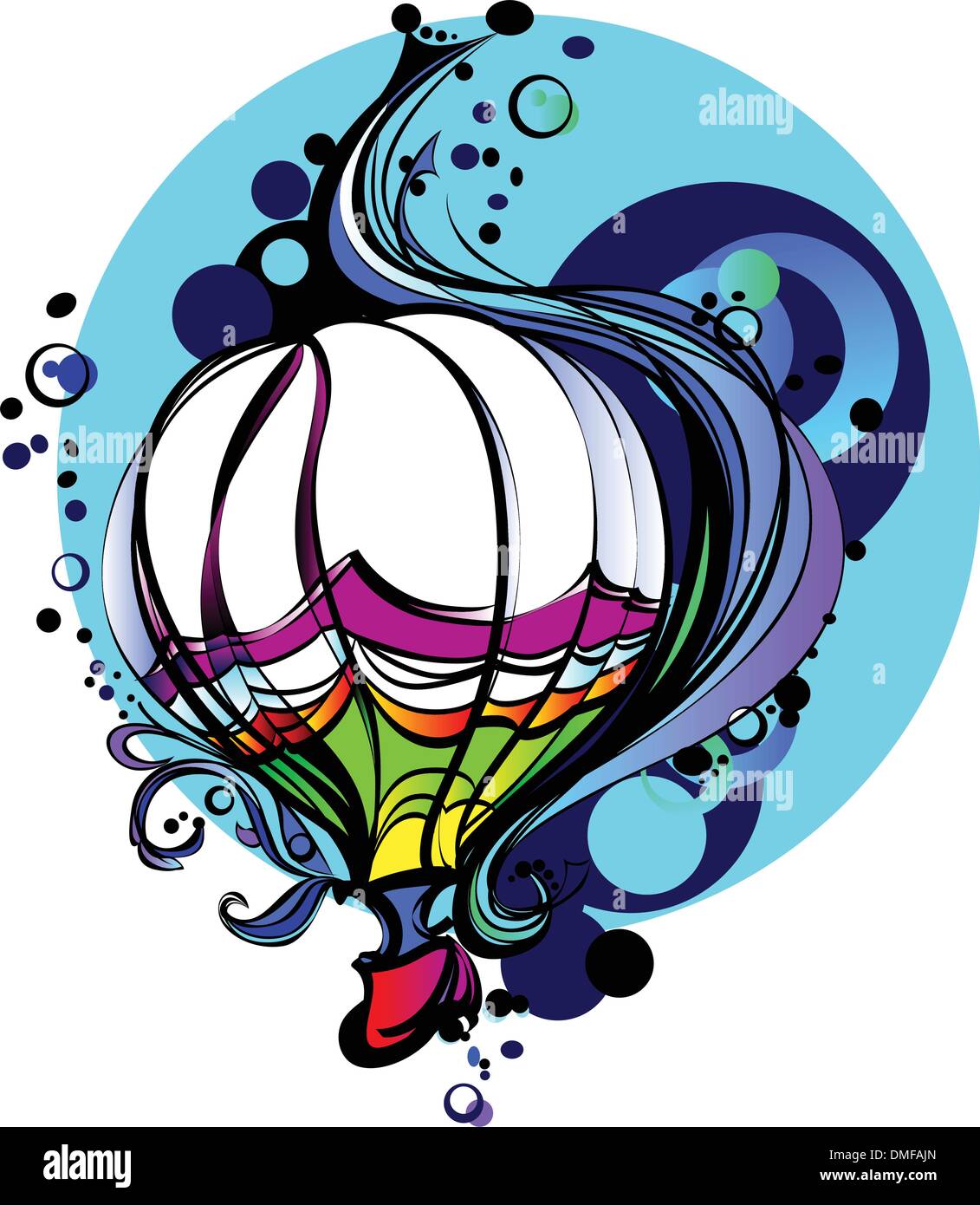 Bunte Vektor-Illustration von einem Heißluftballon Stock Vektor