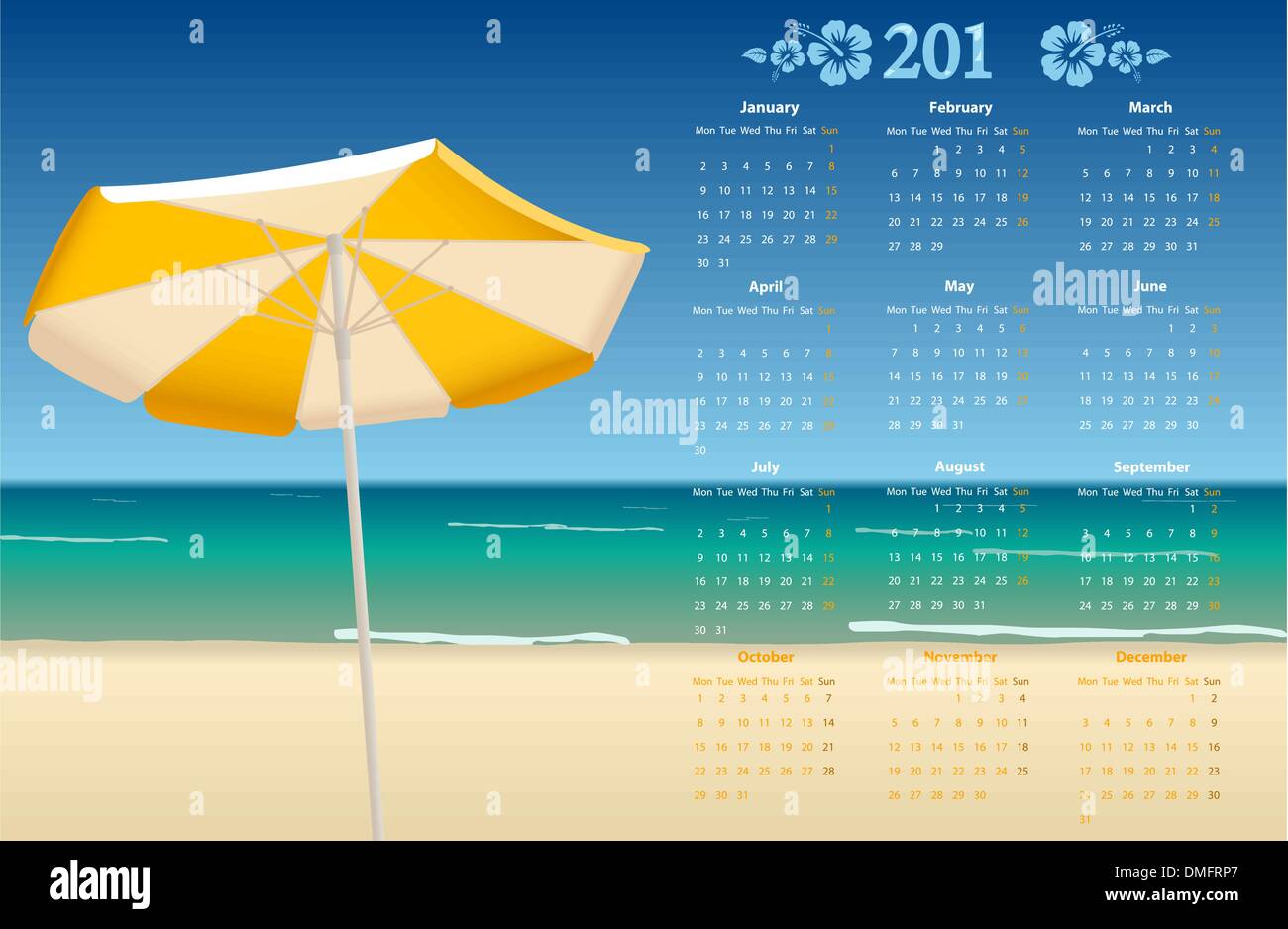 Vektor-Kalender 2012 mit tropischen Strand Stock Vektor