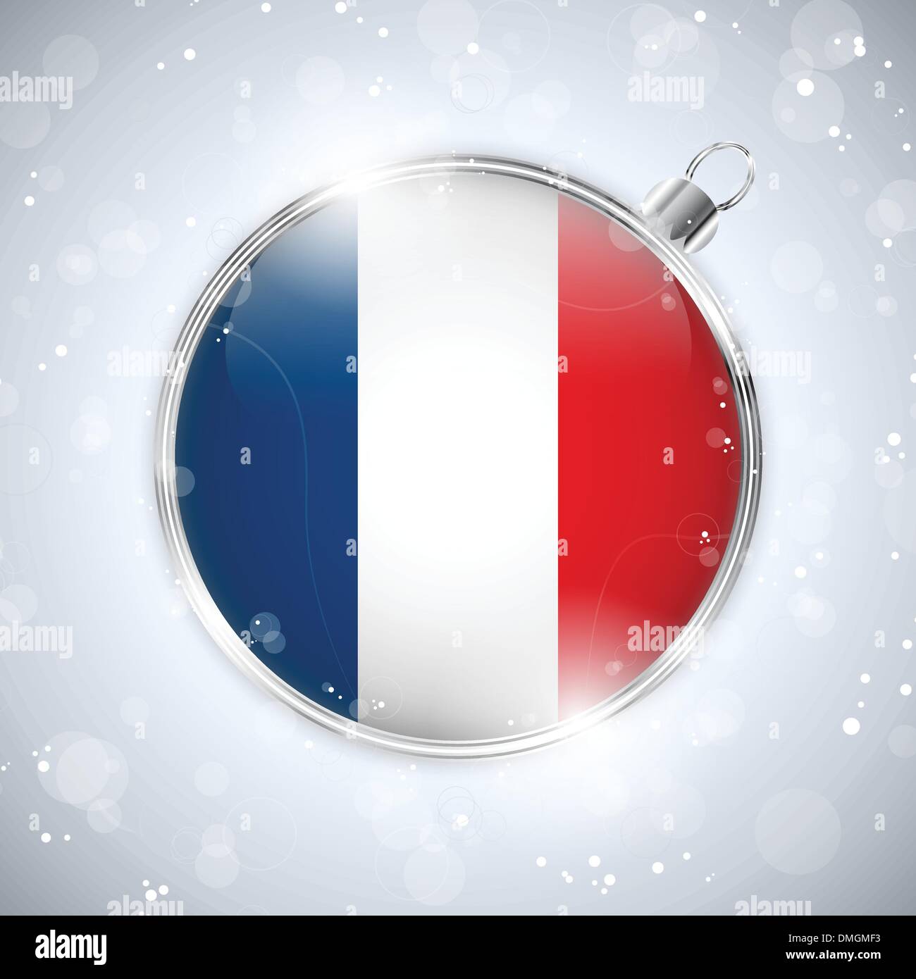Frohe Weihnachten silberne Kugel mit Flagge Frankreich Stock Vektor