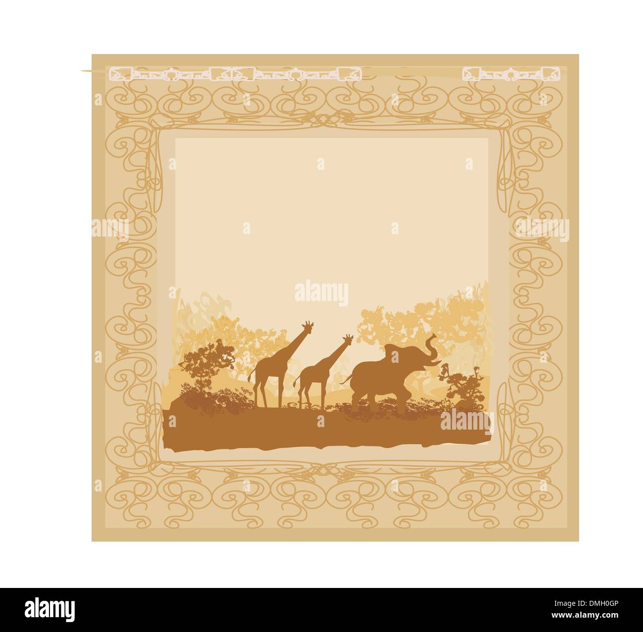 Grunge Hintergrund mit afrikanischen Fauna und flora Stock Vektor