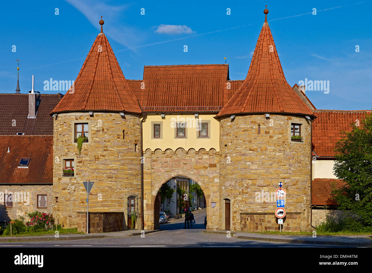 Obere Tor von Prichsenstadt, Unterfranken, Kitzingen Landkreis, Bayern, Deutschland Stockfoto