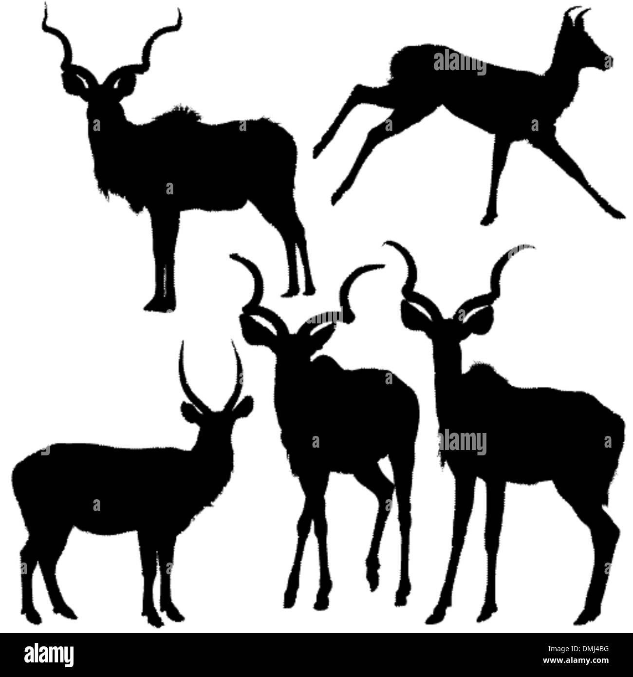 Antilope-Silhouetten Stock Vektor