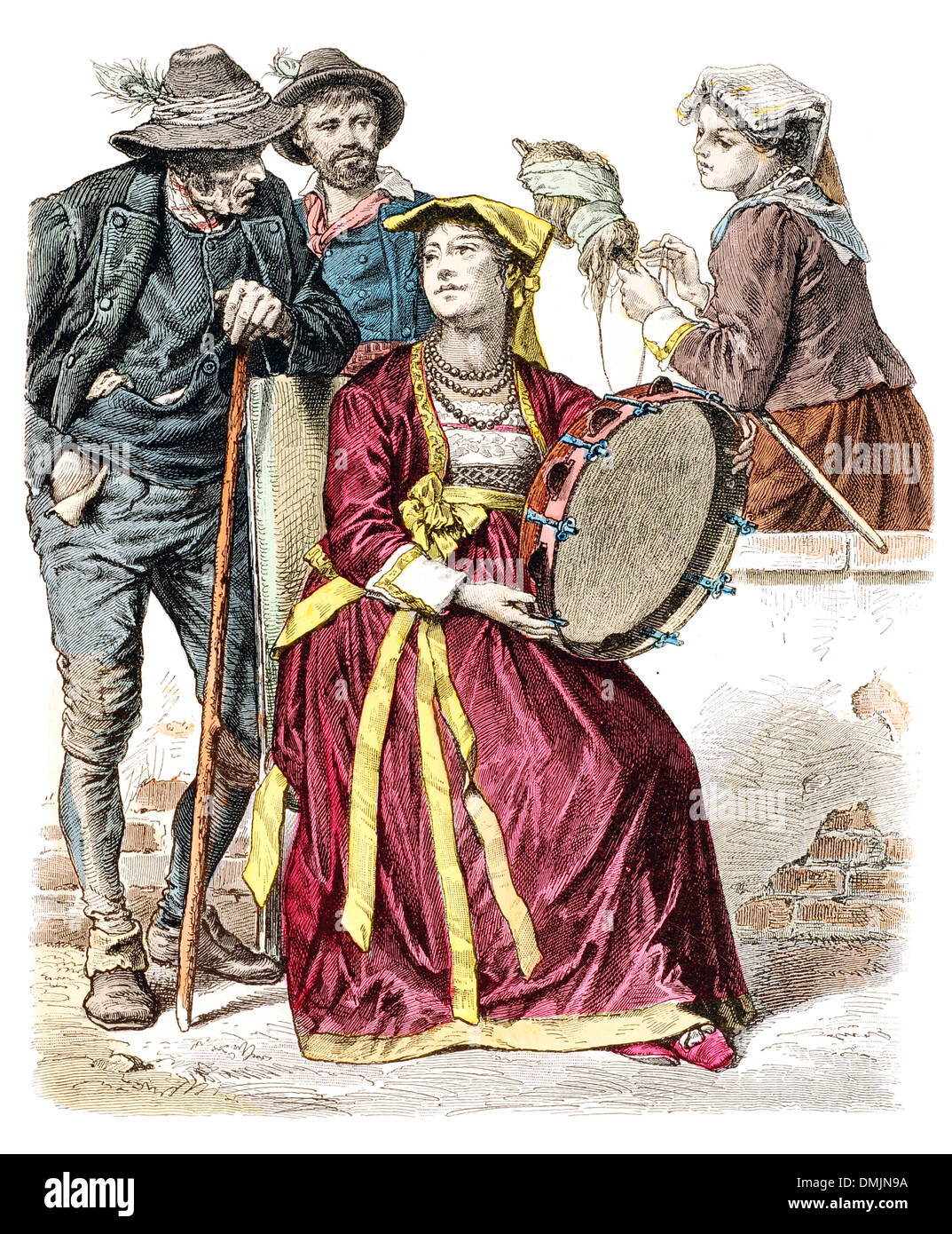 19. Jahrhundert Xix 1800Er Jahren Traditionelle Kleidung Der Einheimischen  In Germano Italien Stockfotografie - Alamy