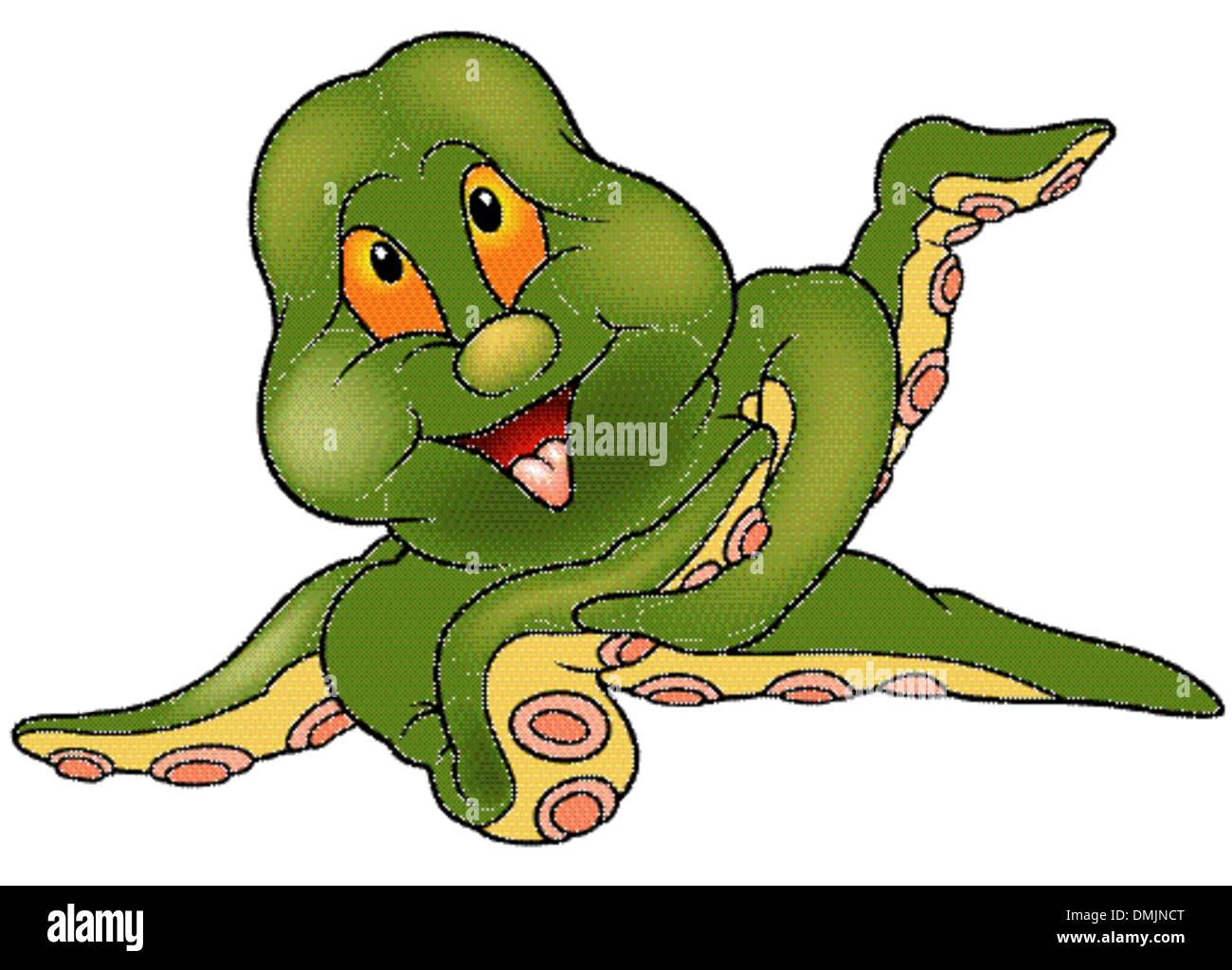 Grüne fröhliche Octopus Stock Vektor