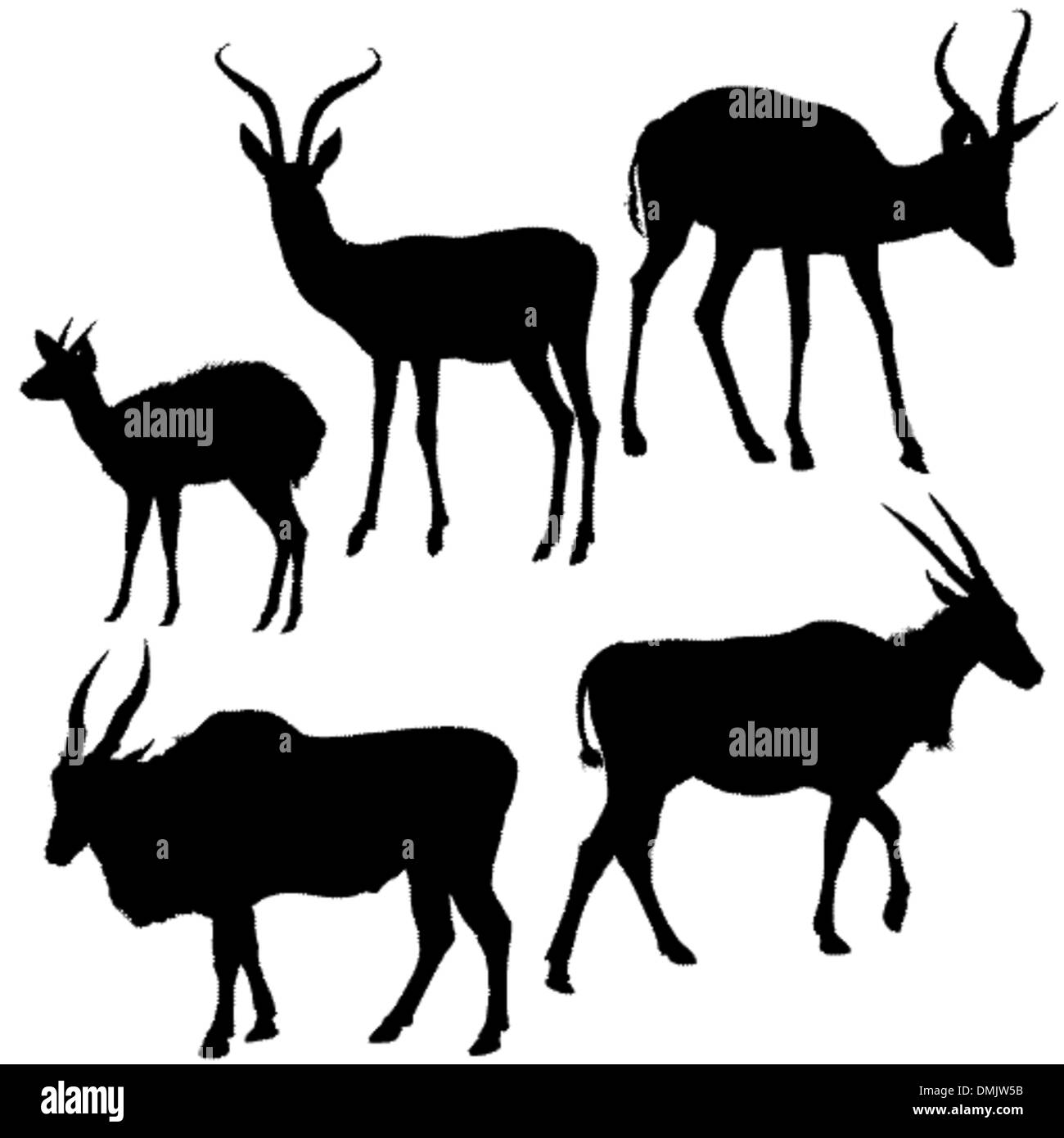Antilope-Silhouetten Stock Vektor