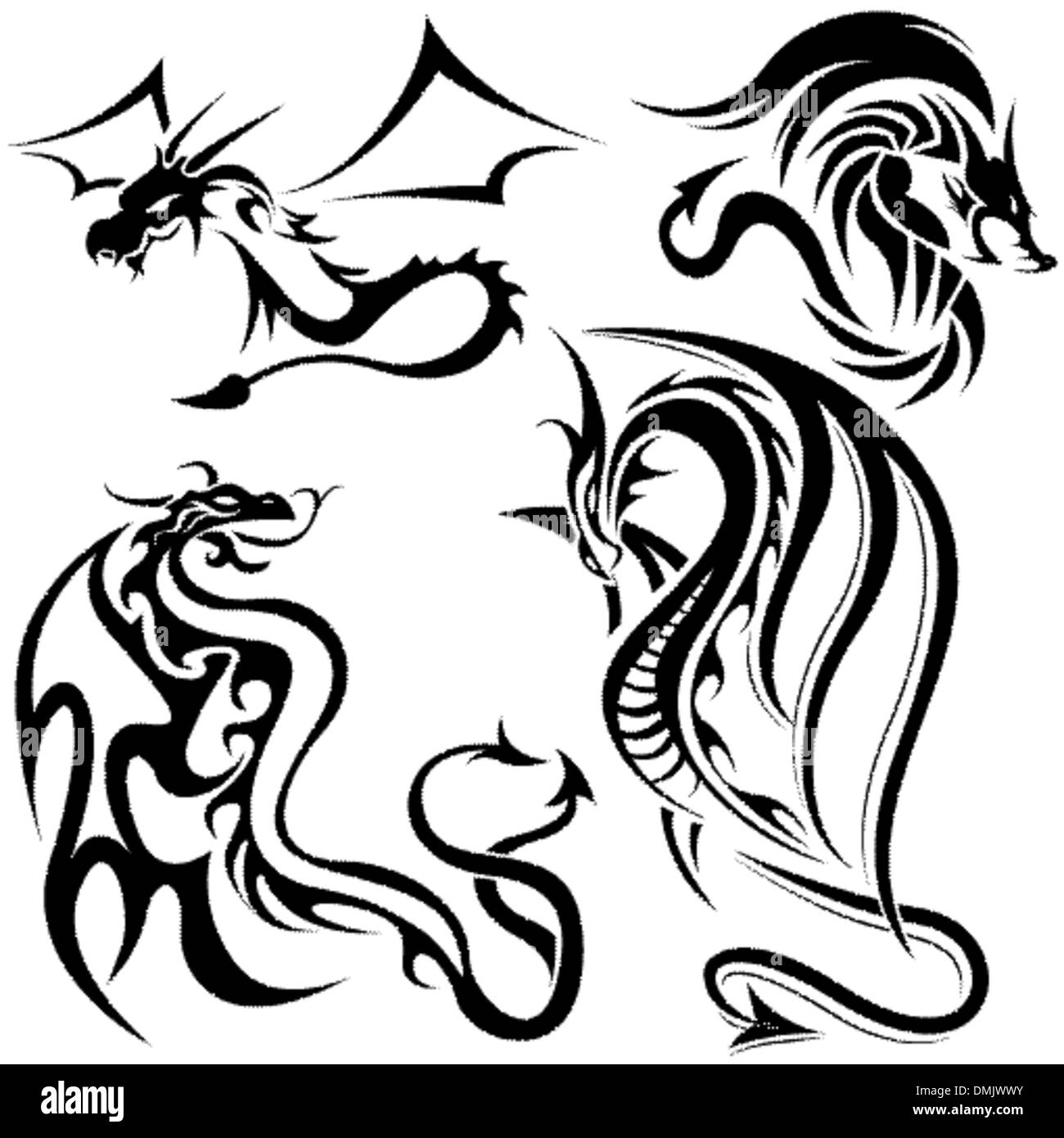 Tattoo Drachen Stock Vektor