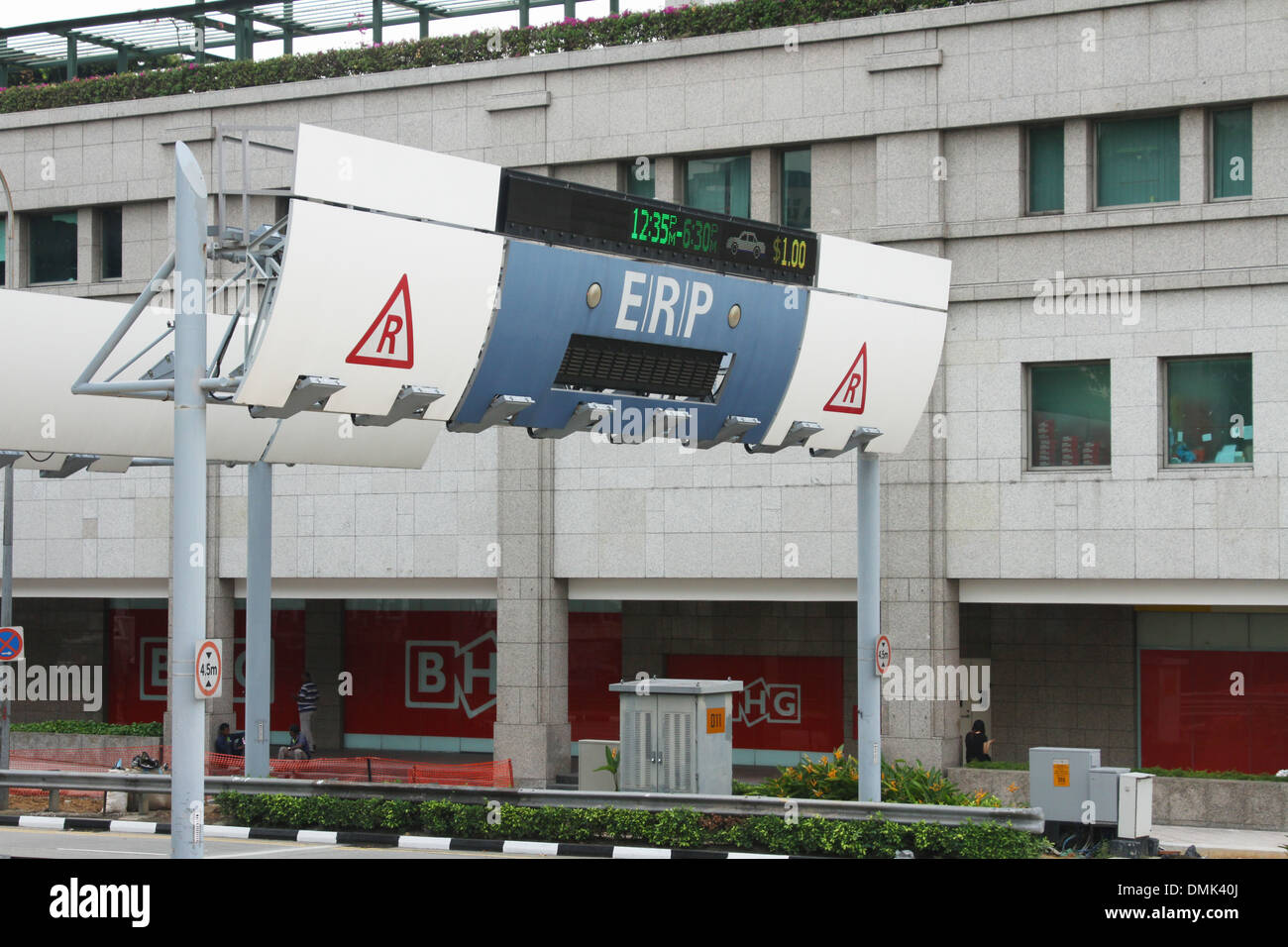 ERP, elektronische Road-Pricing. Automatisierte Sensor für die Erhebung der LKW-Maut. Singapur. Stockfoto