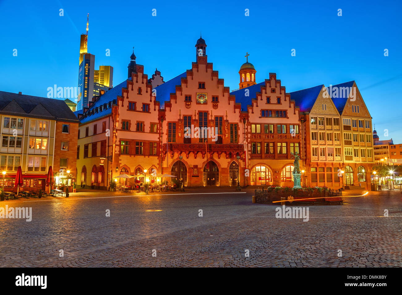 Historischen Zentrum von Frankfurt in der Nacht Stockfoto