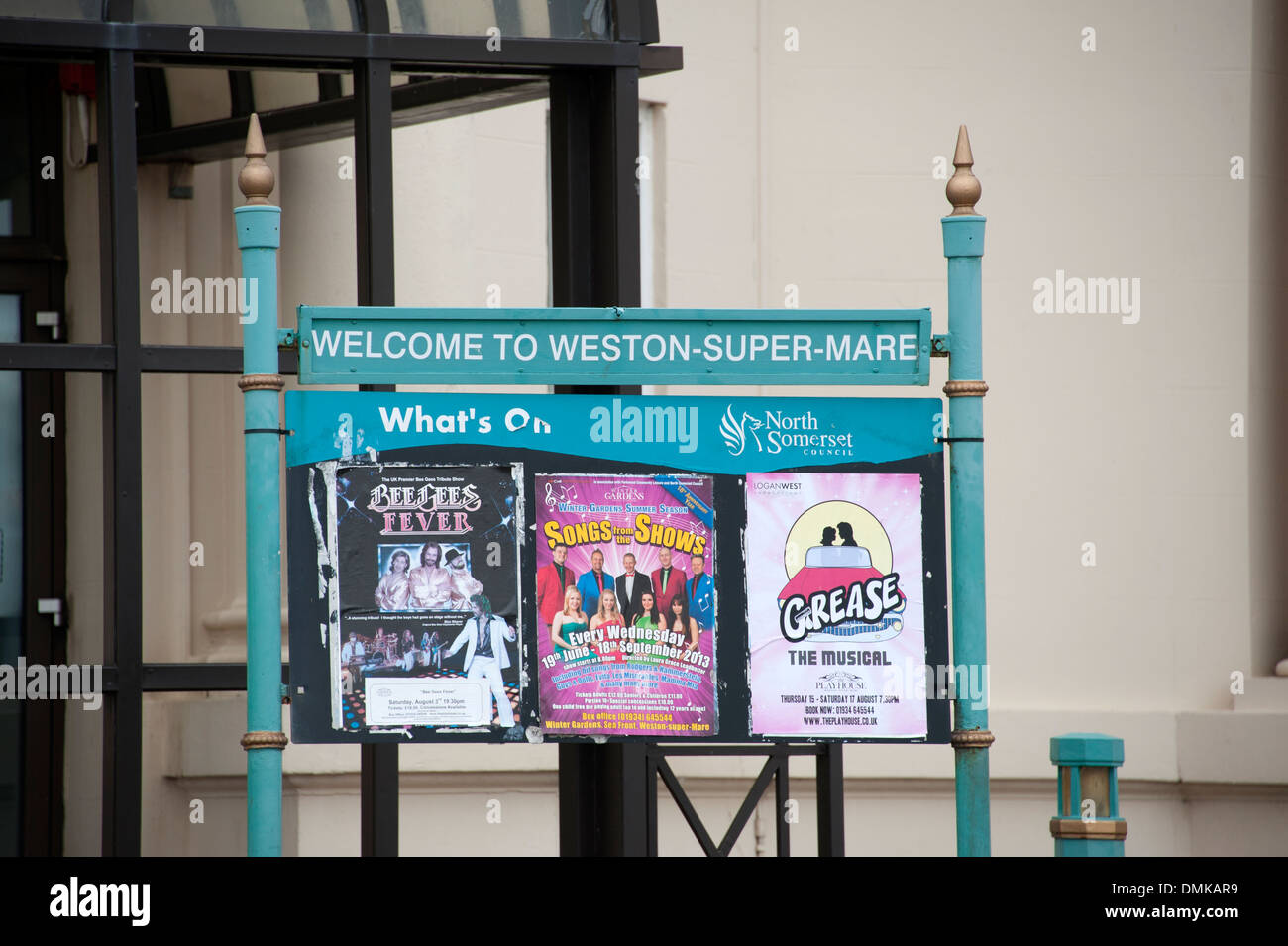 Willkommen Sie bei Weston-Super-Mare-UK zu unterzeichnen Stockfoto