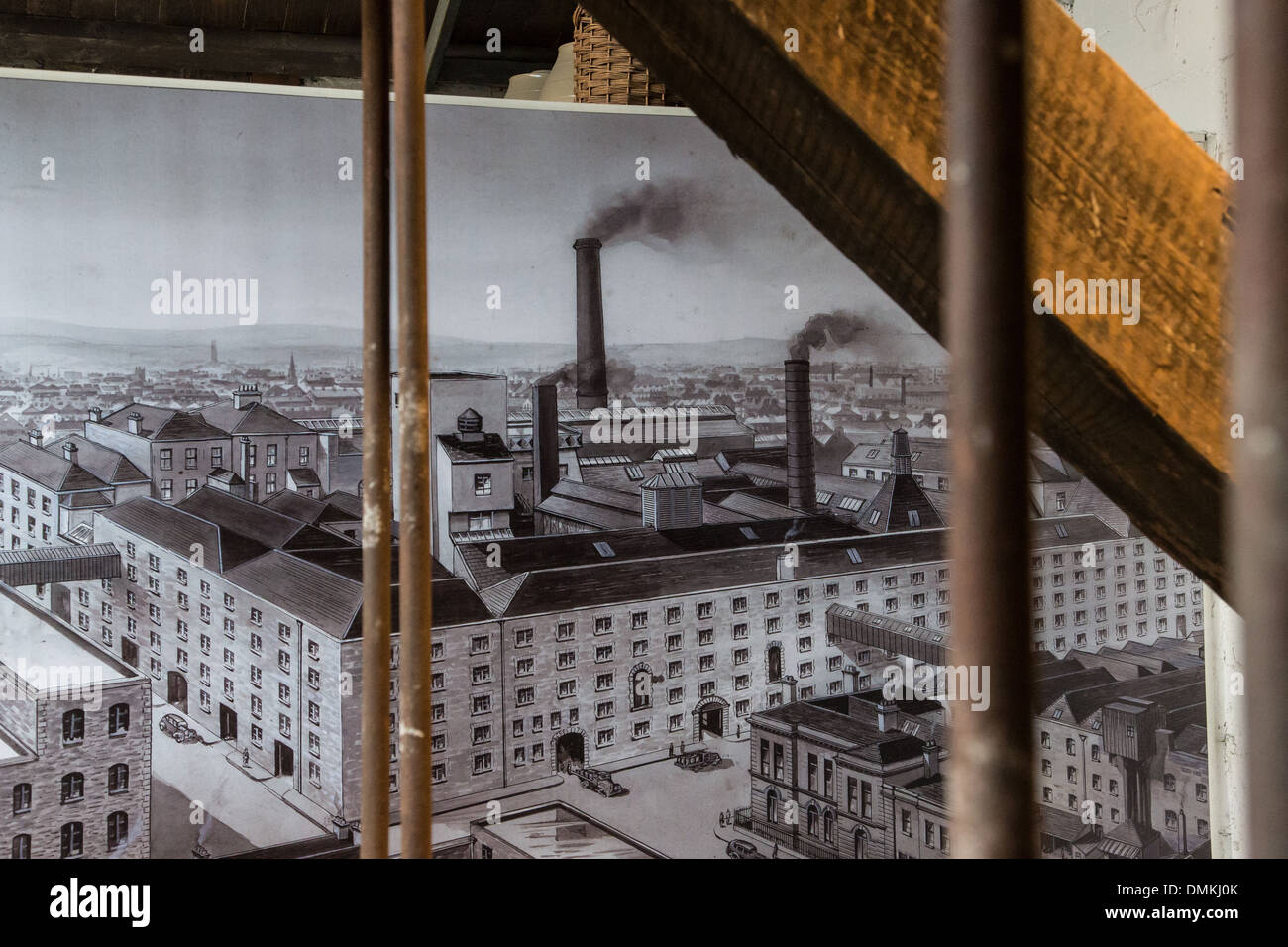 PERIODE KARTE VON DER FABRIK, DIE OLD JAMESON DISTILLERY, DIE ALTE WHISKEYBRENNEREI, BOW STREET, DUBLIN, IRLAND Stockfoto