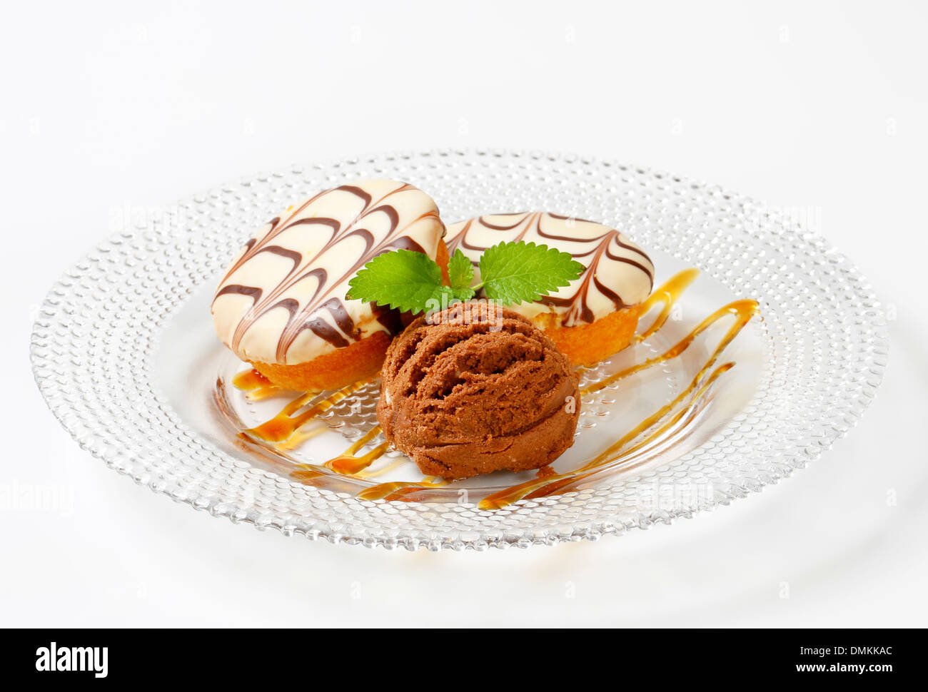 Mini-Kuchen mit Schokolade Eis Stockfoto