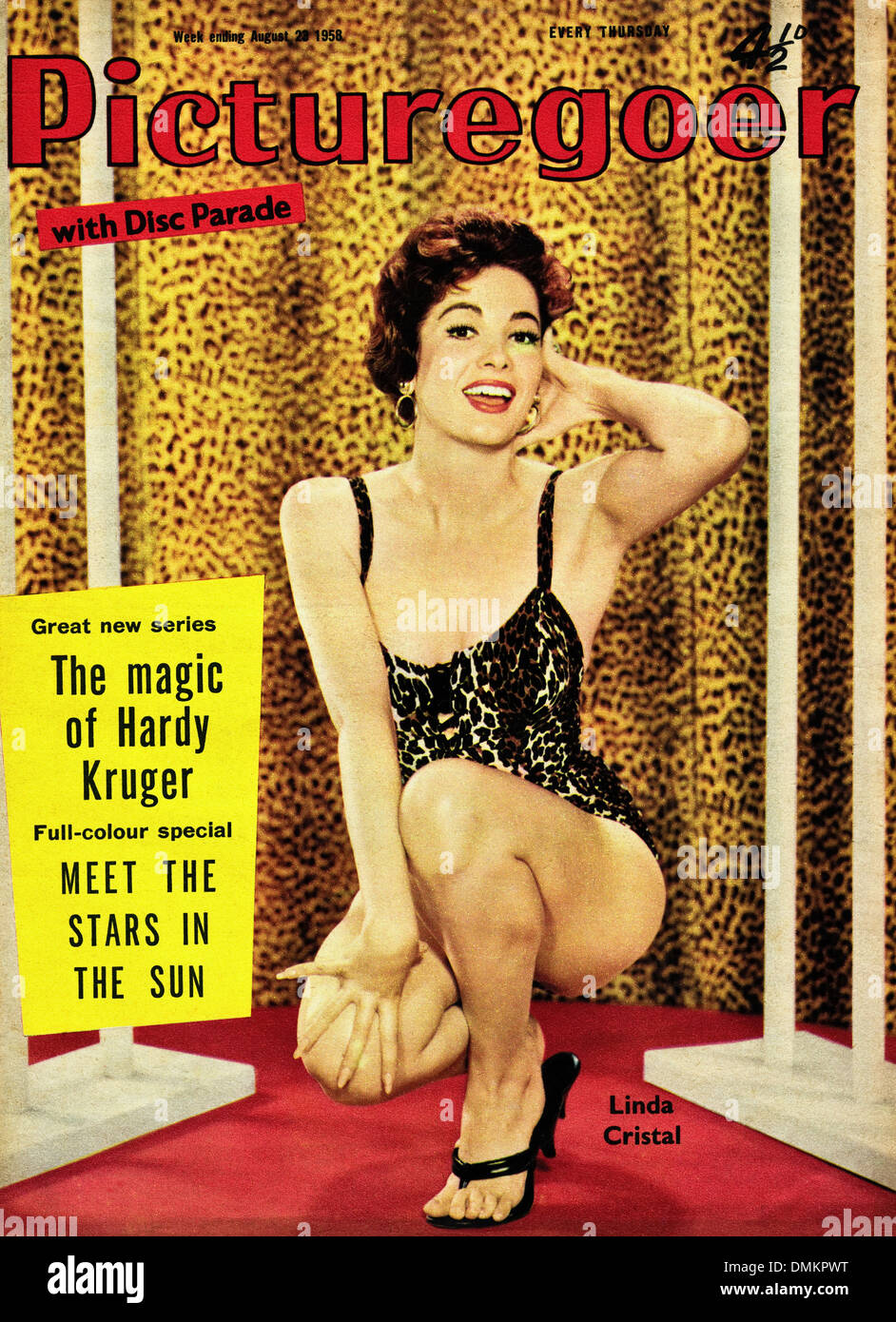 Cover der 1950er Jahre film Magazin PICTUREGOER mit Argentinien - amerikanische Schauspielerin Linda Cristal Stockfoto