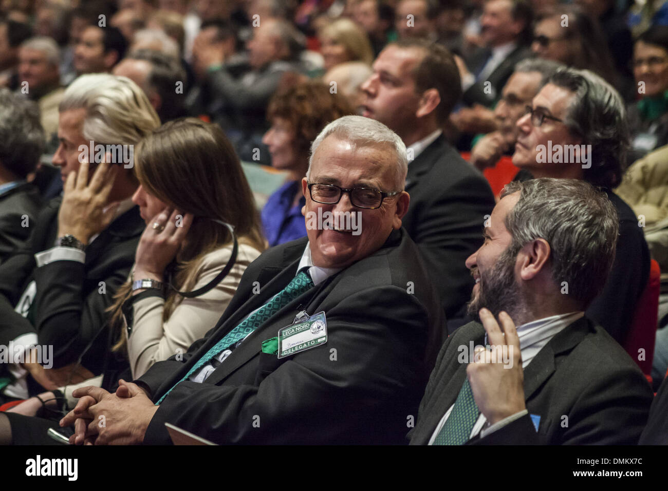 Turin, Italien. 15. Dezember 2013. Turin, 2013/12/15. "Lega Nord" Partei Bund Congress.IN das Bild: Mario Borghezio.Photo: Cesare Quinto/NurPhoto Credit: Cesare Quinto/NurPhoto/ZUMAPRESS.com/Alamy Live-Nachrichten Stockfoto