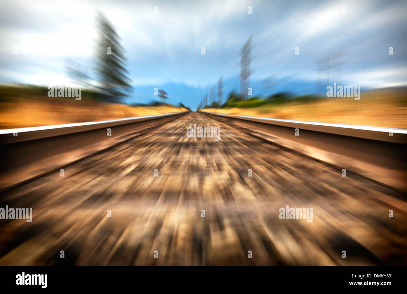 Eine high-Speed-Ansicht zwischen Eisenbahnlinien. Stockfoto