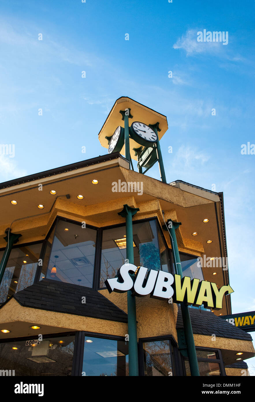 Ein einstöckiges Subway Sandwich-Shop in Gatlinburg, Tennessee Stockfoto