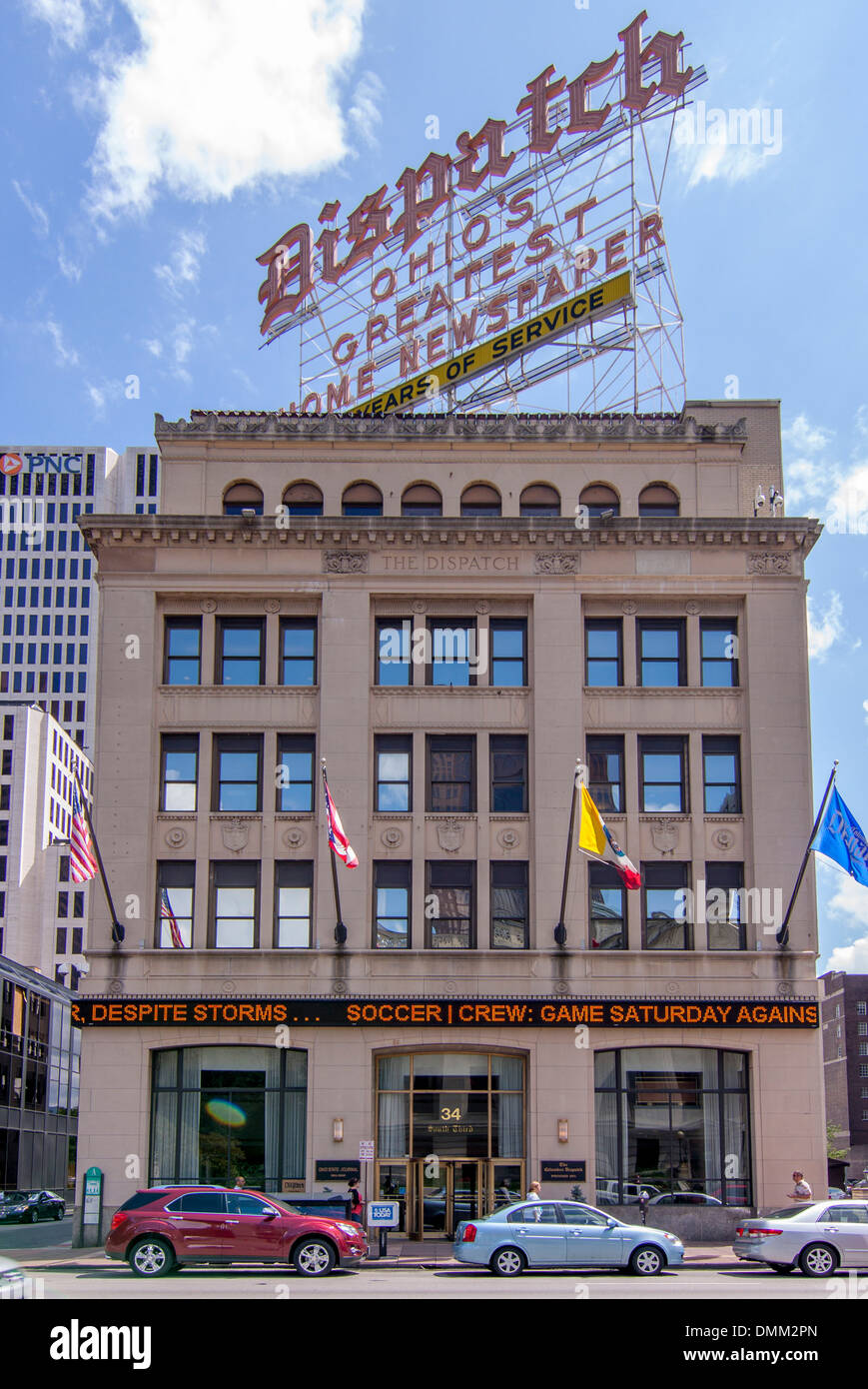 Der Hauptsitz von the Columbus Dispatch, Columbus Ohio primäre Tageszeitung. Stockfoto
