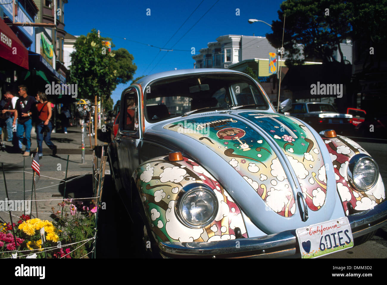 Hippie-Volkswagen Beetle Bug, Haight-Ashbury District, San Francisco, Kalifornien Stockfoto