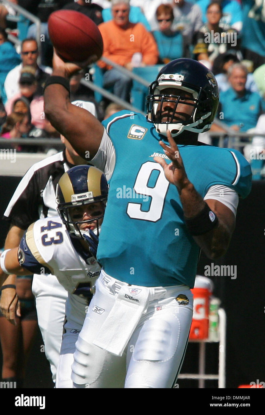 18. Oktober 2009: David Garrard in Aktion im Spiel zwischen den Jacksonville Jaguars und die St. Louis Rams in Jacksonville Municipal Satdium in Jacksonville, Fl. St. Louis führt bei der Hälfte. (Kredit-Bild: © Southcreek Global/ZUMApress.com) Stockfoto