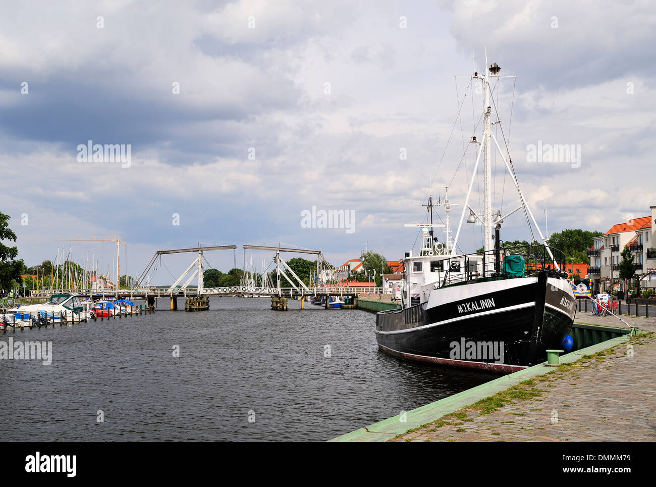 Deutschland, Mecklenburg-Vorpommern, Greifswald, Wiecker Brücke, hölzernen Klappbrücke Fluss Ryck Stockfoto