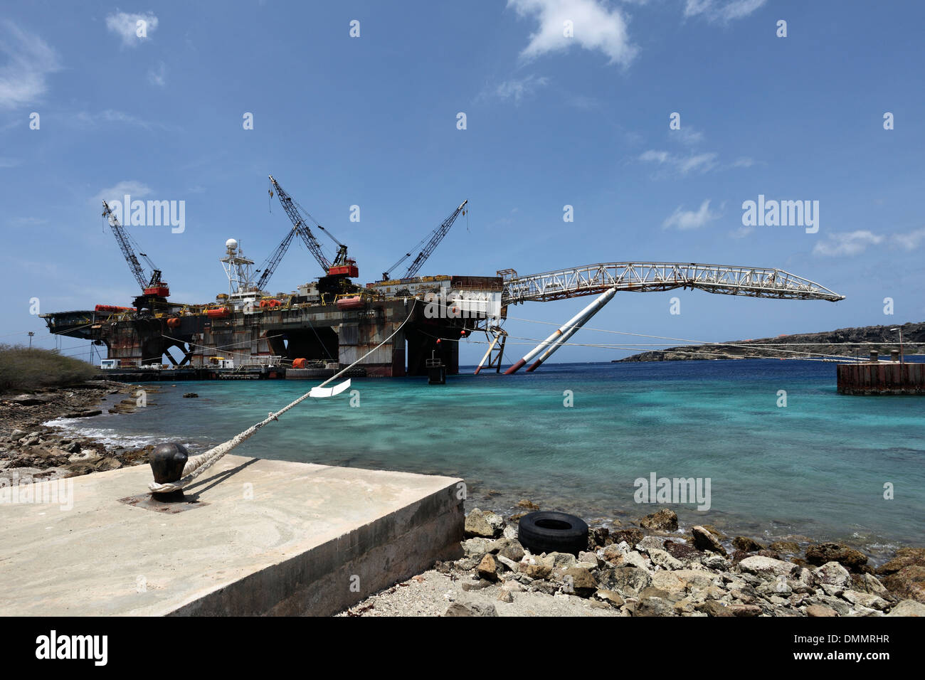 Curacao, Willemstad, Bohrinsel in Reparatur Stockfoto